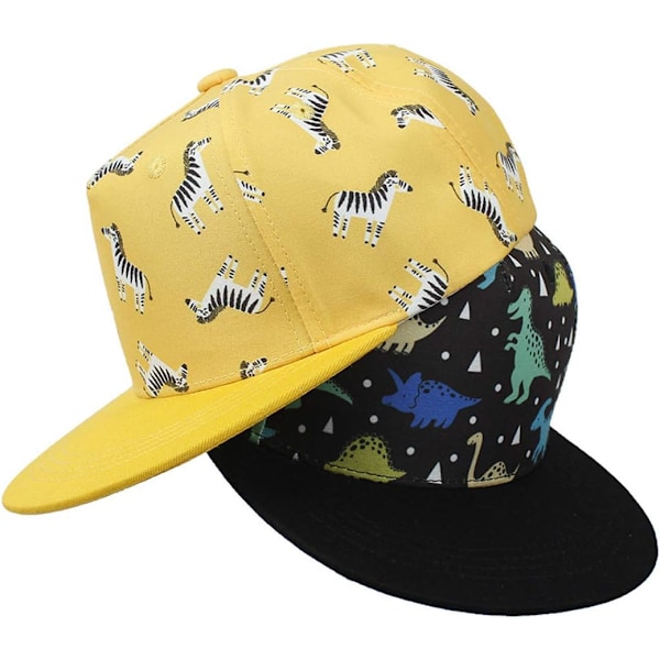 Baby Solhatt, Barnens Hip Hop Snapback Keps med Dinosaurie Tryck - Justerbar Basebollkeps, 4-8 År