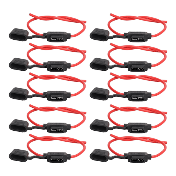 10-pack vattentäta inline-säkringshållare med smältmotstånd, enkel kabeldragning och 12AWG, 30A säkring