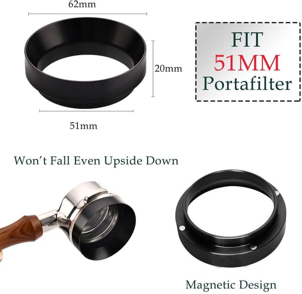 51 mm magnetisk kaffetragt, tilbehør til espressomaskine, sort.