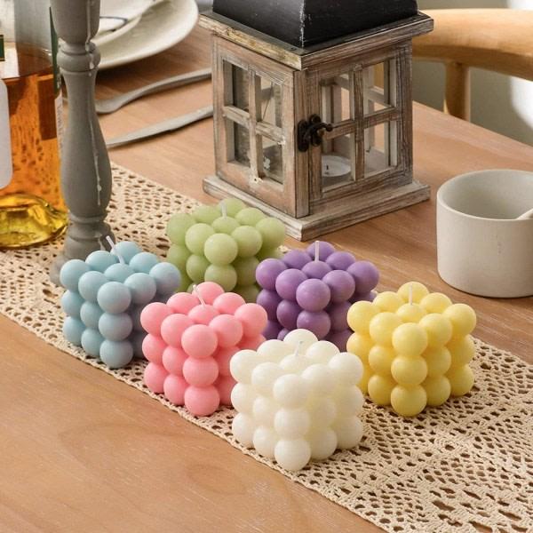 6-håls silikon 3D bubbelformar för att göra ljus, form