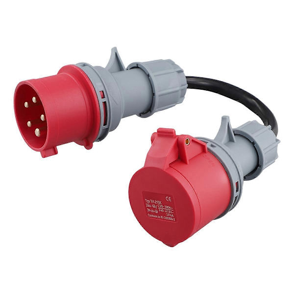 5-nastainen punainen 32A uros - 16A naaras CEE-sovitin Gen Ev -laturin jatkojohto pistoke 400V pistorasia - Perfet[CH]