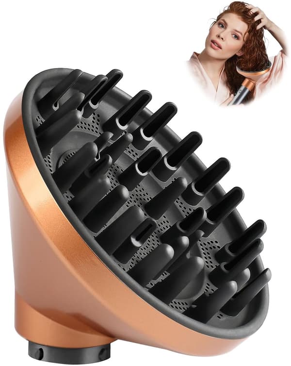 Forbedret stor diffuser for Dyson Airwrap HS01, HS05, HS08 - diffuserdyse for rask tørking av bølget, krøllete og tykt hår - grå