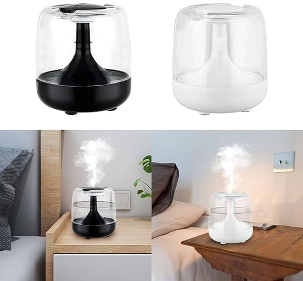 650 ml luftfugter med natlys og aromaterapi, ultra-stille drift, velegnet til soveværelse eller børneværelse, sort.
