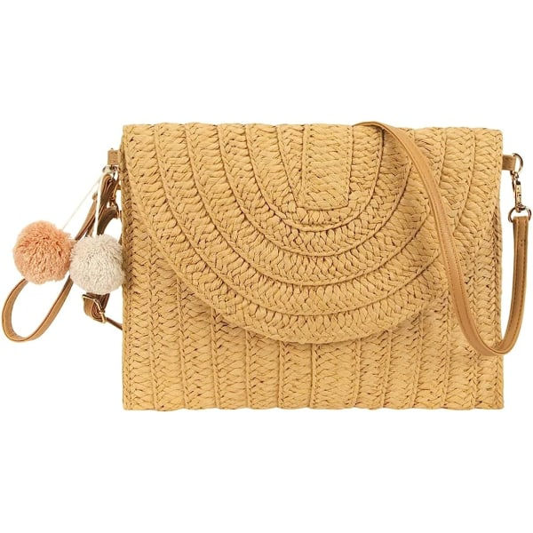 Halmpose til kvinder clutch taske retro lille messenger skuldertaske