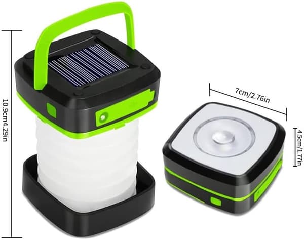 ING LED Camping Lantern, Oppladbar Solar og USB Nødlys, Sammenleggbare Camping Lanterner for Strømbrudd, Nattvandring og Camping