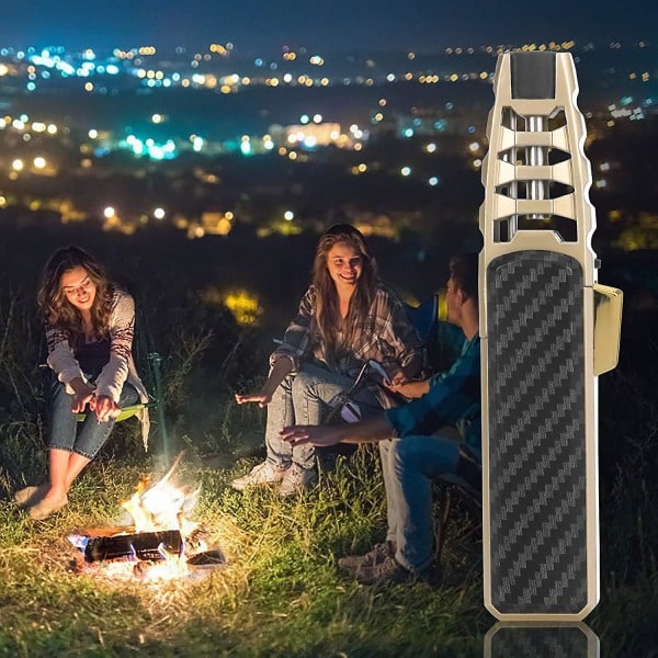 Turbine Torch Lighter Jet Flame Solar Beam Torch Jordens Varmeste Lommelygte Vindtæt - Sort Kulfiber