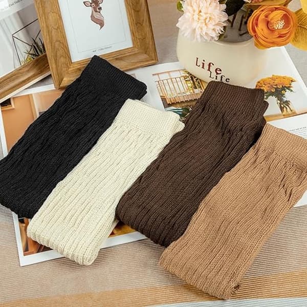 ING 4 par løstsiddende damestrømper - (beige, sort, lys khaki, brun)