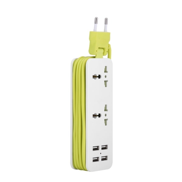 4 USB 2 Kolmipaikkaisen Pistorasian Matkasuojain - 1200W Turvallinen Kannettava Matkavalolampun Pistoke - EU-Pistoke