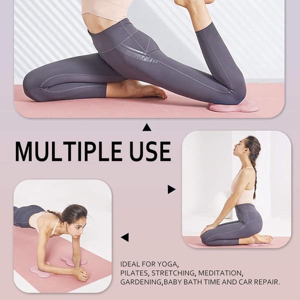 Yogaknäskydd (2-pack, rosa), 20×20×2cm, stödjer knän, armbågar och handleder.