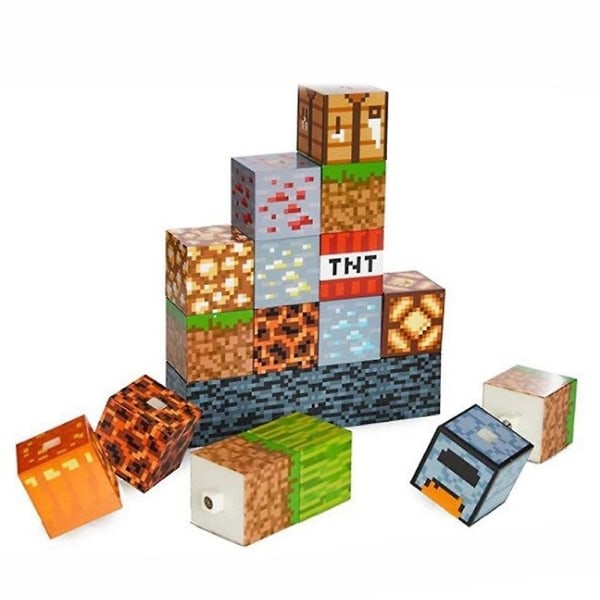 Minecraft Byggekloss Skrivebordslampe - DIY Bordlampe Leke - Kreativ Sammenføyingslampe