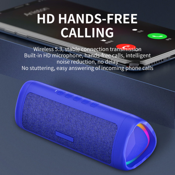 Bluetooth-højttaler, op til 100 fod trådløs rækkevidde, bærbar højttaler til iPhone, Android-telefoner, højere lydstyrke, krystalklar lyd, IPX5 - Blå