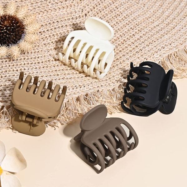 Dubbel rad tänder hårklämmor små tunna hårklämmor 4-pack 1,6\" medium matt halkfria korta håraccessoarer för kvinnor och flickor