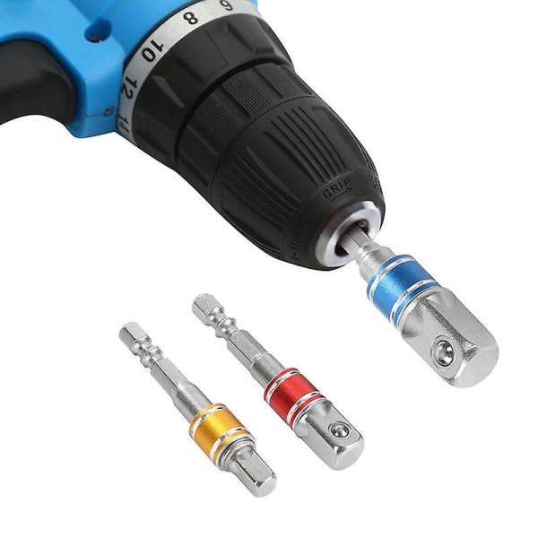 3. Drillslange Adapter Sokkel Forlengelse Drillbit 1/4\" 3/8\" 1/2\" Sekskant Drillbit med Kvadrathode