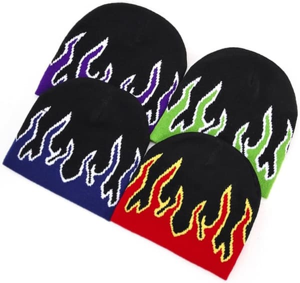 Vintermössa Höst Stickad Mössa För Män Hip-hop Street Flame Pullover Mössa Vinter Utomhus Cykling Mössa Mångsidig Mössa Kallt Väder Mössa Lila Purple