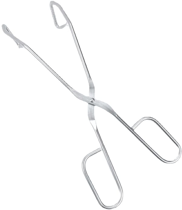 3-delt grill-/steketang, rustfritt stål, lengde: 24 cm, sølv