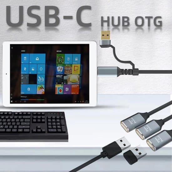 Y-kabel USB-splitter, 30 cm, 2-i-1 USB A og USB C udvidelseshub, multi-USB portudvider