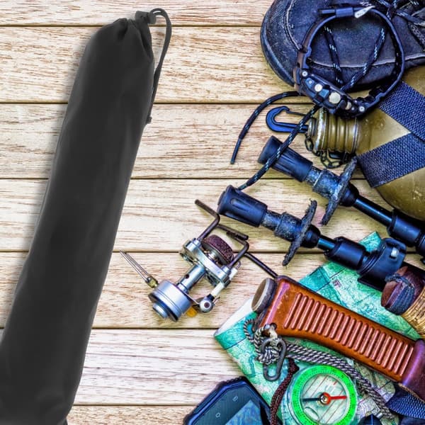 3-delt opbevaringspose til vandrestave, til opbevaring af udendørs vandreudstyr, 73×13 cm, sort.