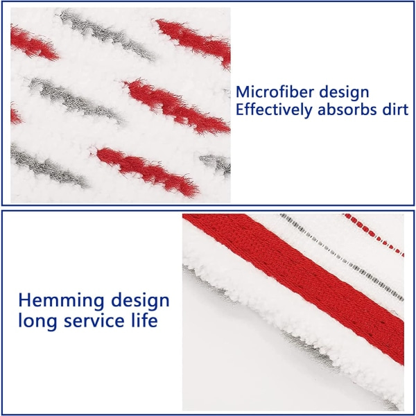 2-in-1 Mikrokuitu Mop-Pää Vaihto Super Imuva & Pölynkestävä Punainen