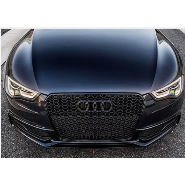 Musta kiiltävä etusäleikön rengaslogon tunnusmerkki Audi A1 A3 A4 A5 A6:lle 273x94mm