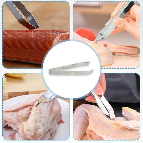 Fiskebenspinsett - Grundig fiskeforberedelse - Flate vinklede tupper - 2 stk - Rustfritt stål