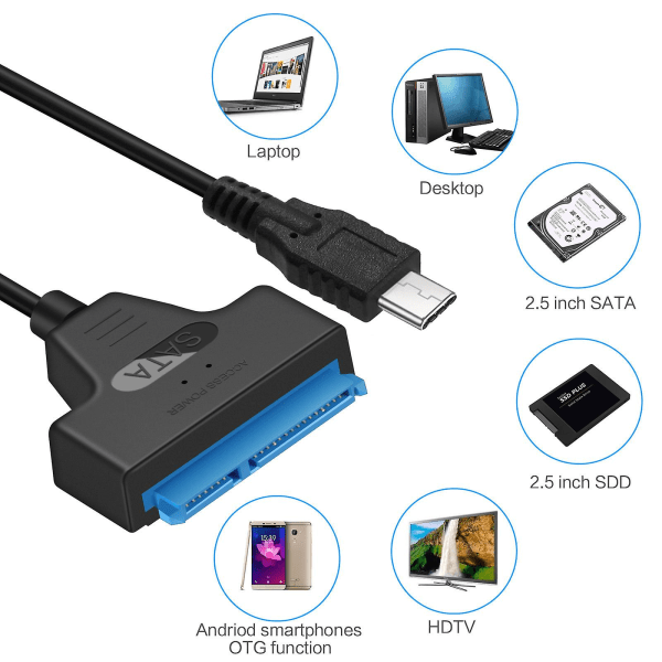 Typ-c till SATA-kabel för en enhet, extern mekanisk SSD SSD-enhet