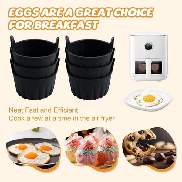 6-delt sæt - Tilbehør til airfryer - Sort - 9*9*5,5 cm