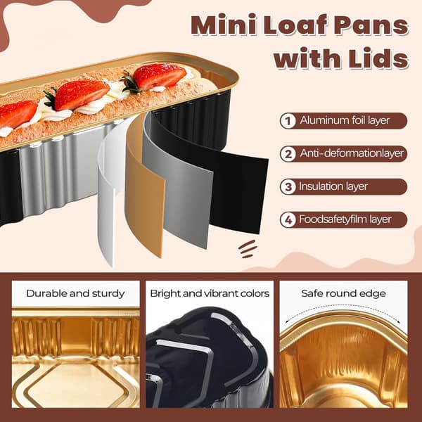 Bakformar, Mini Limpformar, 50 Små Bröd- och Kakformar med Lock och Skedar