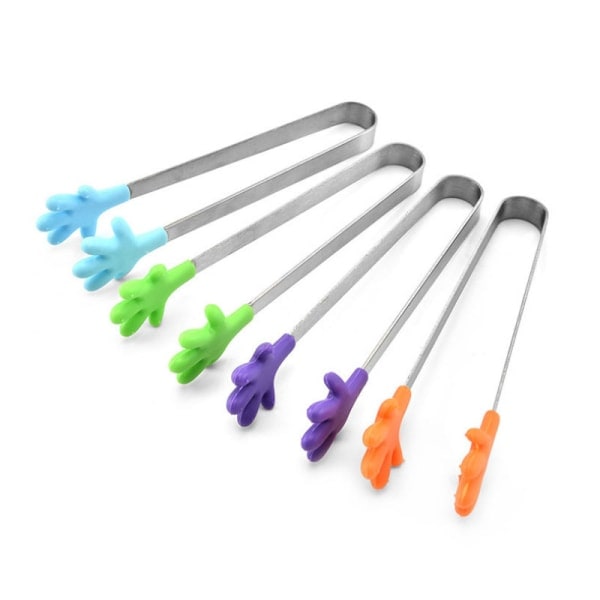 4 pcs Kitchen Gadgets Silicone Food Tongs Ice Tongs Stainless Steel Mini Food Tongs Food Tongs