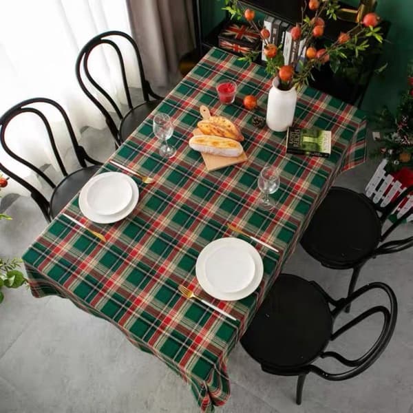 ING Klassisk ternet dug - rektangulær rund dug - grøn (80x120cm)