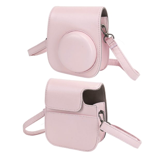 Mini Instantkamera Beskyttende Taske PU Etui til Fujifilm Instax Mini 12 med Albumfilter Farverige Hængende Rammer Stickers Rosa