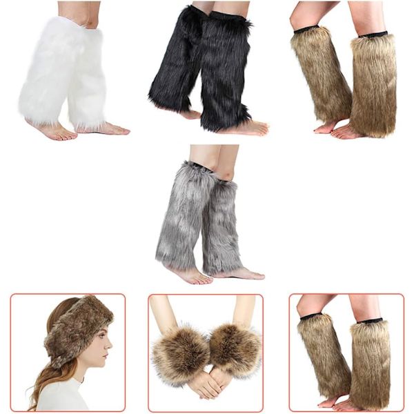 1 Par Kvinners Kunstig Pels Fluffy Leg Warmers, Fuzzy Over-Knee Vintervarme Sokker, Pluss Boots Mansjett for Beskyttelse, Grå GRAY