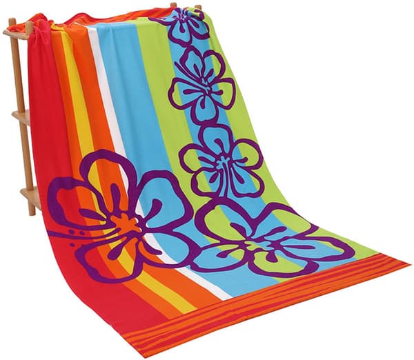 Stor mikrofiber badehåndklæde, 180×100cm, hurtigtørrende og absorberende, blomstermønster.