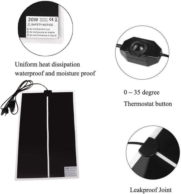 Varme 5W varmepute - 14cm x 15cm - med dimmer
