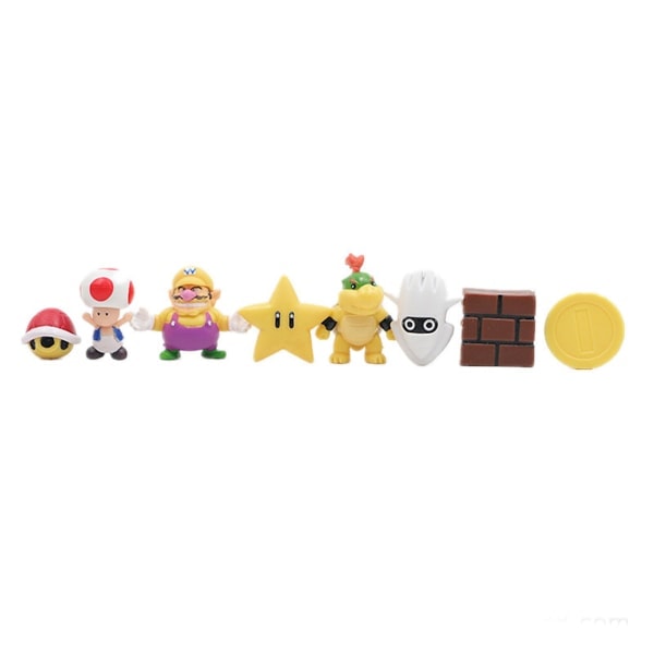 48 st/set Super Mario Familj Luigi Yoshi Bowser Wario Peach Toad Daisy Figur Modell Leksaker