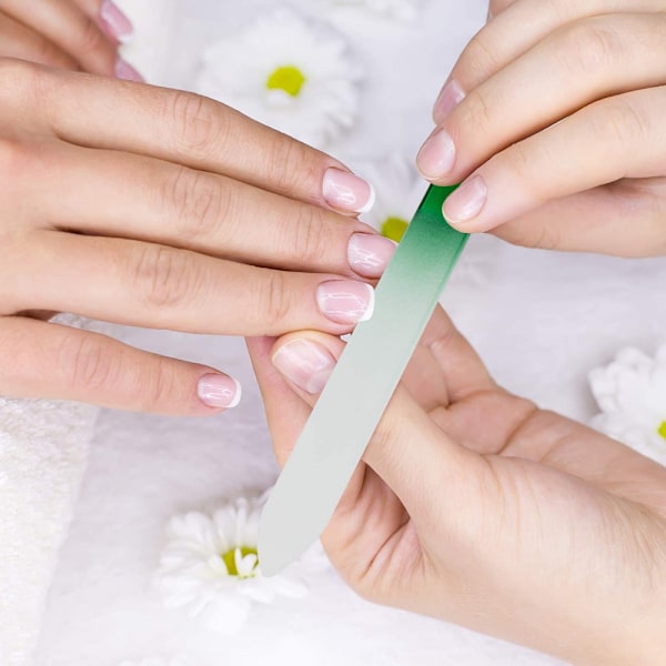 6 st Glas Nagelfil Manikyr Nagel Vård Nagelfil Nagelverktyg Polering Nagelfil för Naturliga Naglar