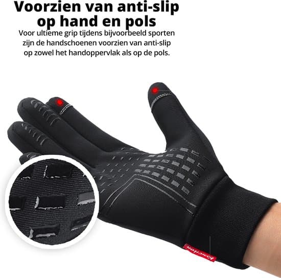 ING Vandtætte og vindtætte handsker Touchscreen handsker - Sort - Herre - Størrelse M