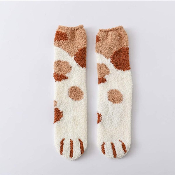 Fluffy katt-sokker med kattepote-design, 6 par