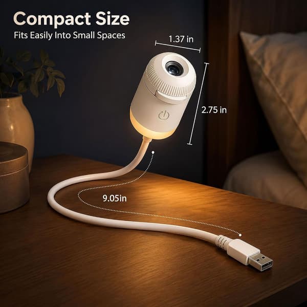 Stjärnhimmelsprojektor, vit, 5 projektionsark, 360° svanhals USB, stämningsbelysning för sovrum eller barnrum.