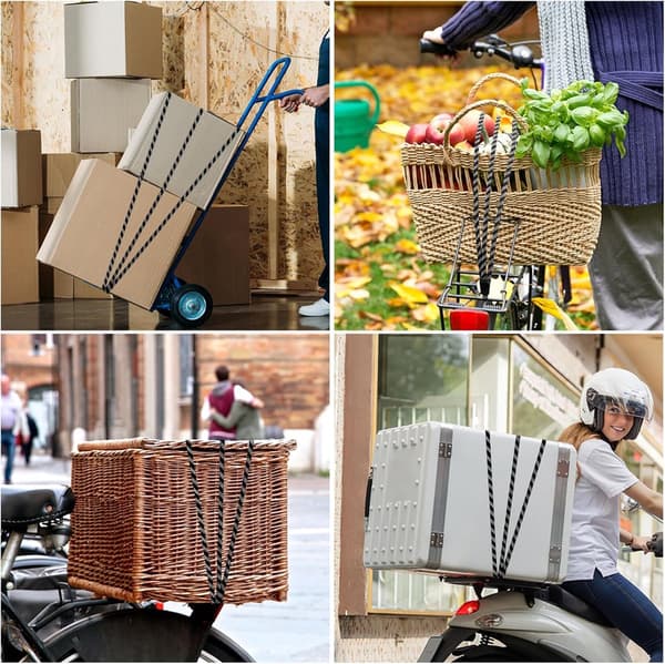 3-pak elastiske bagagestropper - 62 cm - nylon med velcro-elastikstropper