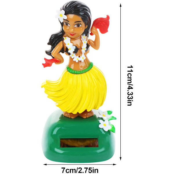 Solcellsdriven Hawaiiansk Dansfigur Bilinstrumentbräda Leksak Söt Solcellsdriven Skakande Huvuddocka Dansfigur Leksak för Sovrum Familj Skrivbord
