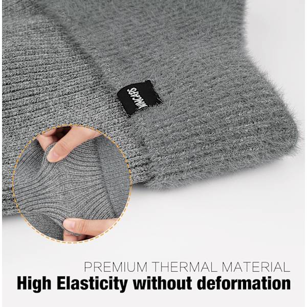 Vinterfleece Line Beanie med Øreklaff for Menn og Kvinner, Utendørs Varmt Termisk Strikket Hette Apricot