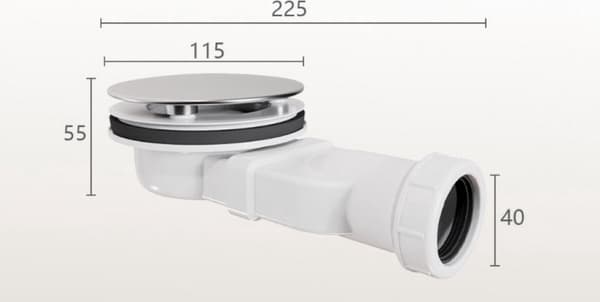 ING Duschkarssifon - Passar 90 mm öppningsdiameter - Installationshöjd 40 mm - Vit