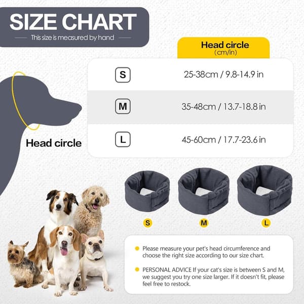 Hundeøremuffer - Øremuffer, pleie (grå, L: omkrets 35-48 cm)