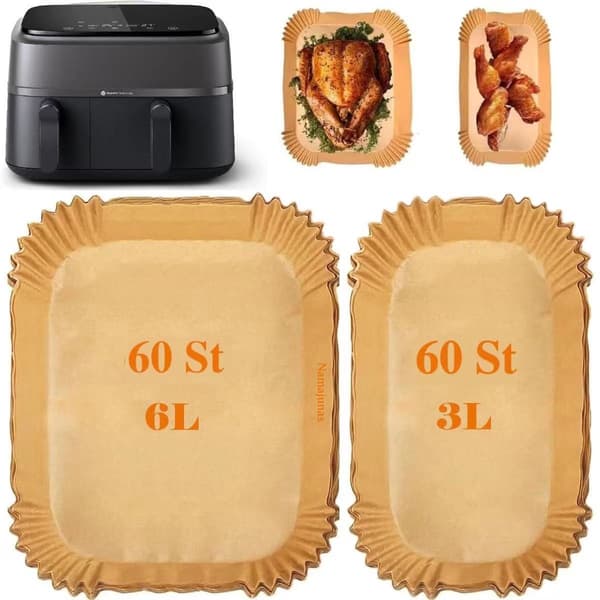 Bakplåtspapper Airfryer, Bakplåtspapper, 120 stycken, Airfryer Engångsbehållare