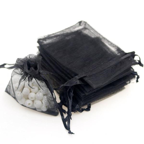 100 stk. 3,6x4,8'' (9x12cm) Organza Gaveposer, Snøreposer Smykker Fest Bryllup Gaveposer (Tilfældig Farve)