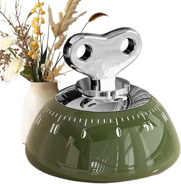 Køkkenur - Mekanisk Timer 60 Minutter - Madlavningstimer - Magnetisk Bagside - Høj Alarm - Rustfrit Stål - Timer - Hvid