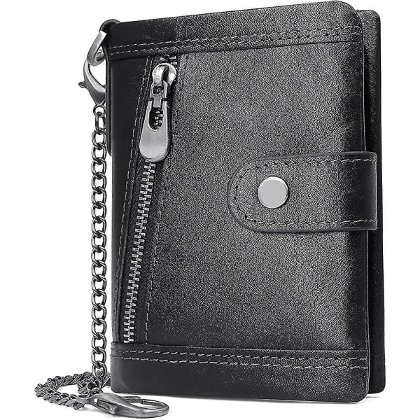 Heilwiy Lommebok for Menn RFID Beskyttelse Ekte Skinn Lommebok Med Kjede Heilwiy Lommebok for Menn Gave - Lager