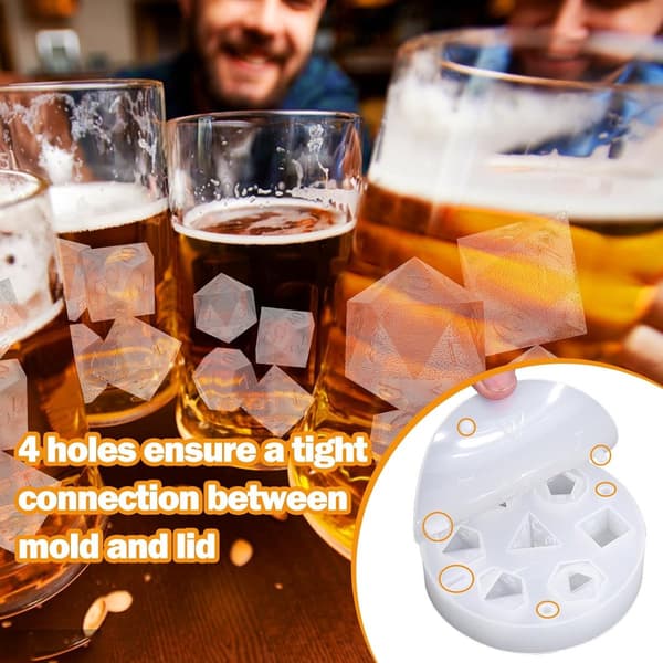 Isbitbrett - med lokk - silikon - terning - 3D-terningtilbehør - en gave til brettspillentusiaster, perfekt for sommerdrinker - hvit