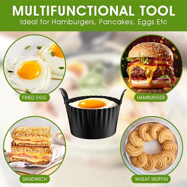 6-delt silikonformsett for airfryer, non-stick, for å lage egg, puddinger, muffins og cupcakes, grå.