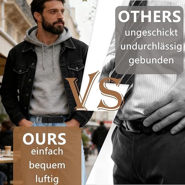 Usynlig elastisk linning, justerbar velcro uden spænde, unisex.